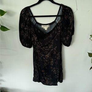 Black floral mini dress